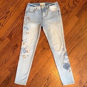 DRIFTWOOD Light Blue Floral Embroidered Skinny Jeans
